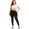 Ripped Plus Size Plaid Panel Leggings - Image 3