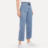 Ruffle Waist Culotte Jeans With Belt Blue High Waist Women Trousers - Image 8