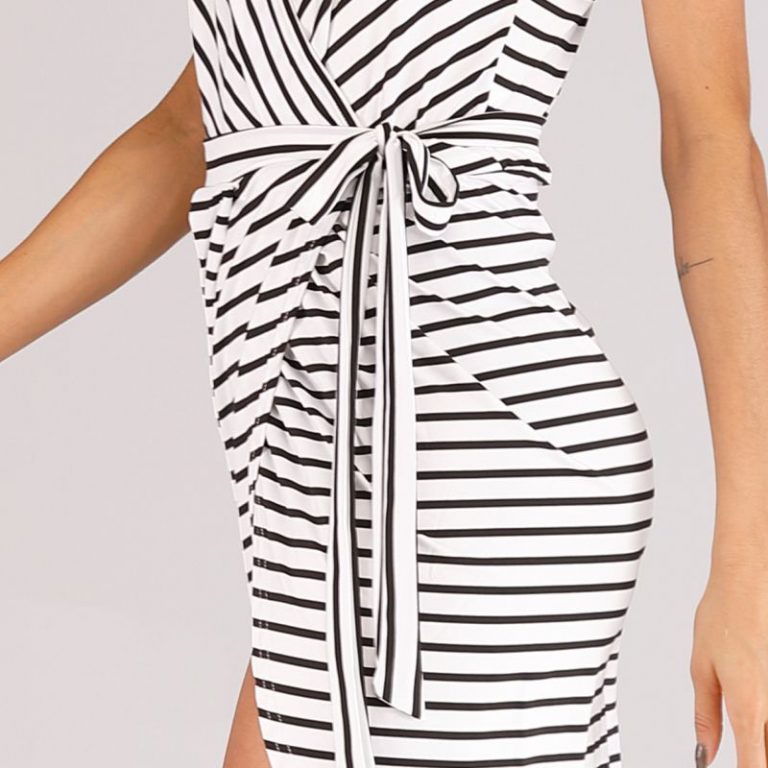 Sexy Irregular Design Stripes Pattern Slip Dress - Image 6