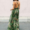 Sexy Maxi Dress Plunging Straps Backless Floral Dress - Image 3