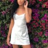 Sexy Satin Spaghetti Strap Vintage Mini Dress - Image 15