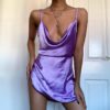 Sexy Satin Spaghetti Strap Vintage Mini Dress - Image 56