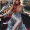 Sexy Sequin Long Sleeve Semi Sheer Maxi Dresses