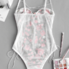 Sexy Women Bodysuits Floral Embroidered Lace Up Romper - Image 2
