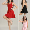 Short Fit and Flare Dress U Neck Bow Trim Backless Homecoming Dress