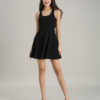 Short Fit and Flare Dress U Neck Bow Trim Backless Homecoming Dress - Image 11