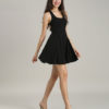 Short Fit and Flare Dress U Neck Bow Trim Backless Homecoming Dress - Image 12