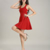 Short Fit and Flare Dress U Neck Bow Trim Backless Homecoming Dress - Image 13