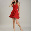 Short Fit and Flare Dress U Neck Bow Trim Backless Homecoming Dress - Image 14