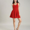 Short Fit and Flare Dress U Neck Bow Trim Backless Homecoming Dress - Image 15
