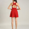 Short Fit and Flare Dress U Neck Bow Trim Backless Homecoming Dress - Image 16