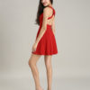 Short Fit and Flare Dress U Neck Bow Trim Backless Homecoming Dress - Image 17