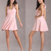 Short Fit and Flare Dress U Neck Bow Trim Backless Homecoming Dress - Image 3