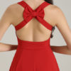 Short Fit and Flare Dress U Neck Bow Trim Backless Homecoming Dress - Image 19