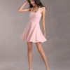 Short Fit and Flare Dress U Neck Bow Trim Backless Homecoming Dress - Image 6