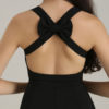 Short Fit and Flare Dress U Neck Bow Trim Backless Homecoming Dress - Image 7