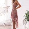 Skater Dress Straps Party Dress Embroidered High Low Midi Dress - Image 3