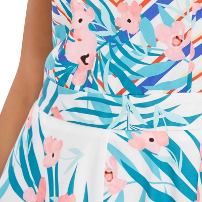 Sleeveless Plant and Stripe Print Handkerchief Dress - Image 5