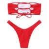 Strapless Backless Padded Lace-up Low Waist Women Bikini Set - Image 2