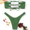 Strapless Backless Padded Lace-up Low Waist Women Bikini Set - Image 8