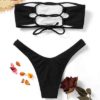 Strapless Backless Padded Lace-up Low Waist Women Bikini Set - Image 4