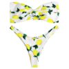 Strapless Backless Padded Lemon Print Low Waist Women Bikini Set