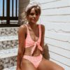 Striped Push Up Padded Knot Swimming Suit Sexy Bikinis