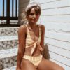 Striped Push Up Padded Knot Swimming Suit Sexy Bikinis - Image 4