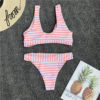 Striped Push Up Padded Knot Swimming Suit Sexy Bikinis - Image 6
