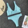 Striped Push Up Padded Knot Swimming Suit Sexy Bikinis - Image 7