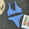Striped Push Up Padded Knot Swimming Suit Sexy Bikinis - Image 9
