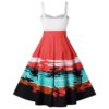Sunset Beach Print Sleeveless Flared Dress - Image 4