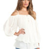 Tiered Open Shoulder Balloon Sleeve Casual Tops For Women - Image 2