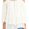 Tiered Open Shoulder Balloon Sleeve Casual Tops For Women - Image 3