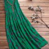 Vintage Ethnic Print Sleeveless V Neck Maxi Dress