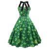 Vintage Pin Up Smocked Halter Party Dress - Image 3