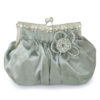 Wedding Clutch Beaded Flower Kiss Lock Purse Ruched Bridal Evening Bags
