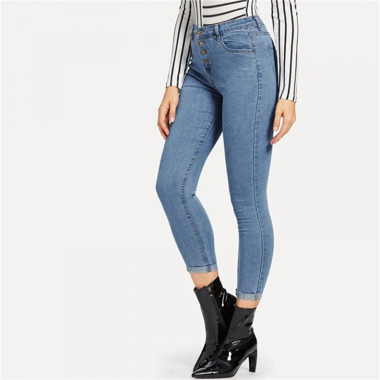 Woman Mid Waist Crop Pencil Jeans High Street Ladies Denim Pants - Image 4