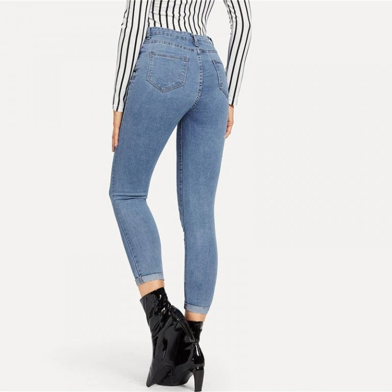 Woman Mid Waist Crop Pencil Jeans High Street Ladies Denim Pants - Image 6