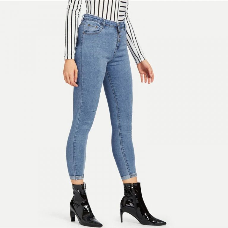 Woman Mid Waist Crop Pencil Jeans High Street Ladies Denim Pants - Image 7