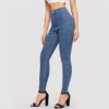 Woman Solid High Waist Denim Long Trousers