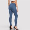 Woman Solid High Waist Denim Long Trousers - Image 2