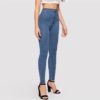 Woman Solid High Waist Denim Long Trousers - Image 3