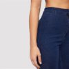 Woman Solid High Waist Denim Long Trousers - Image 9