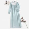Women Appliques Front Ruffle Trim Nightgown