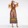 Women Bohemian Print V-Neck beach dress Holiday casual maxi dress - Image 5