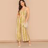 Women Boho Striped Crop Wrap Cami and Wide Leg Pants Set