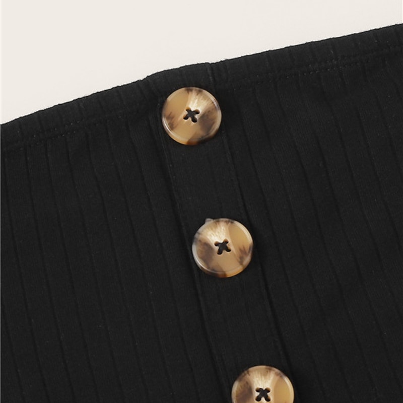 Women Button Front Bandeau Crop Top And Bodycon Skirt - Image 3