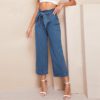 Women Casual Elegant Denim Trousers Workwear Solid Straight Pants Jeans - Image 2