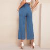 Women Casual Elegant Denim Trousers Workwear Solid Straight Pants Jeans - Image 3